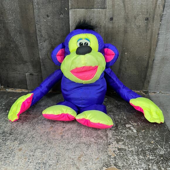 Fisher Price 1994 Puffalump Blue Chattering Chimp Monkey Stuffed Animal Plush - Picture 1 of 9